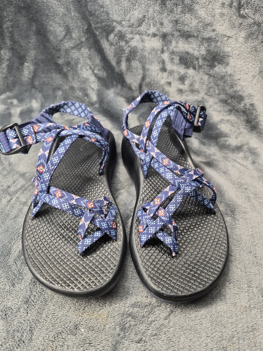 CHACO Blue & Orange ZX/2 Classic Pattern Straps Hiking Sandals Shoes Size W7 - Picture 3 of 9